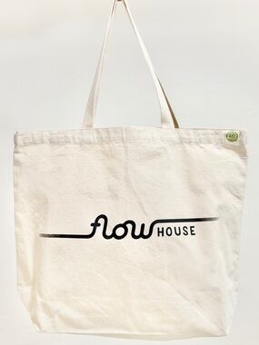 NWOT Flow House Canvas Tote Bag in Natural with Black Logo